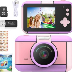 ToyZoom Macchina Fotografica per Bambini 24MP Fotocamera Digitale 1080P FHD Videocamera Giocattolii Regali per Bambini Ragazzi Maschio Femmina 3 4 5 6 7 8 9 10 Years con Selfies, 32GB SD, 2.4 Pollici