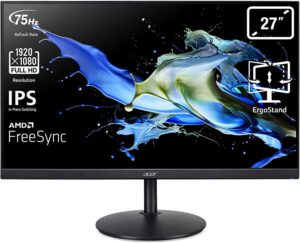 Acer CB272bmiprx Monitor Professionale FreeSync 27" Display IPS Full HD, 75 Hz, 1 ms, 16:9, VGA, HDMI 1.4, DP 1.2, Lum 250cd/m2, Speaker Integrati, Regolazione in Altezza, Cavo HDMI Incluso