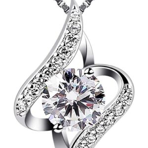 B. Catcher donne collana in argento con pendente in zircone, Argento, Oro rosa