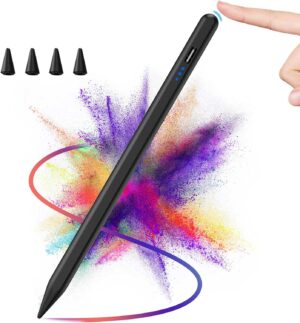 Penna Touch per iPad, con Sensibile all'inclinazione & Rigetto del palmo & Magnetica Stylus Penna, per iPad 2021/2020/2019/2018, iPad Pro 11/12.9, iPad Air 5/4/3, iPad Mini 6/5, Nero