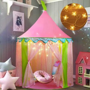 Tenda Gioco con le luci di una stella, Castello della Principessa per Bambine con Borsa tote , Portatile, (140 cm di altezza), di Tiny Land