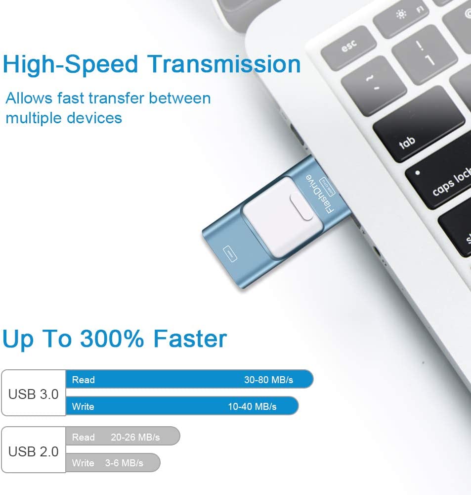 ZARMST Chiavetta USB da 256 GB per Telefono, Pendrive Espansione di Memoria Esterna, per Smartphone, Android, Computer, Laptop, PC, Dati, Immagini/Film, Con un Solo Clic (Blu) 6 ZARMST Chiavetta USB da 256 GB per Telefono, Pendrive Espansione di Memoria Esterna, per Smartphone, Android, Computer, Laptop, PC, Dati, Immagini/Film, Con un Solo Clic (Blu) - immagine 6