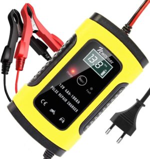 NWOUIIAY Caricabatteria Auto di Carica 6A/12V Multi Protezioni di Carica Automatico Caricatore Intelligente Caricabatteria da Auto con Schermo LCD per Auto Moto