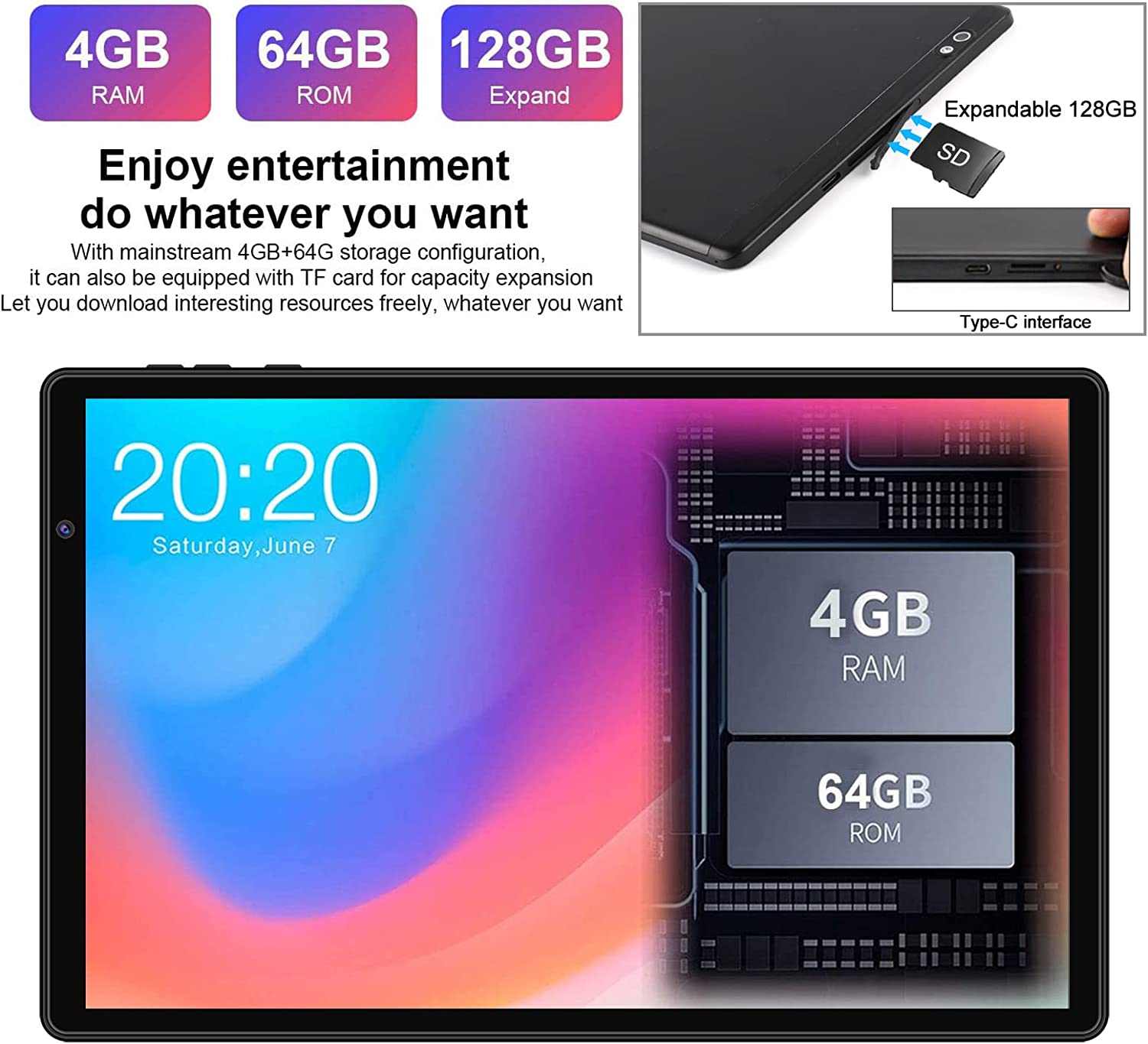2022 Tablet 10 Pollici FACETEL Tablet Android 11 con 5G WiFi, Octa-Core 1.6 GHz | 4GB + 64GB TF 128GB | FHD | 8000mAh | 5MP + 8MP | Bluetooth, Tablet con Tastiera e Penna - Nero 5 2022 Tablet 10 Pollici FACETEL Tablet Android 11 con 5G WiFi, Octa-Core 1.6 GHz | 4GB + 64GB TF 128GB | FHD | 8000mAh | 5MP + 8MP | Bluetooth, Tablet con Tastiera e Penna - Nero - immagine 5