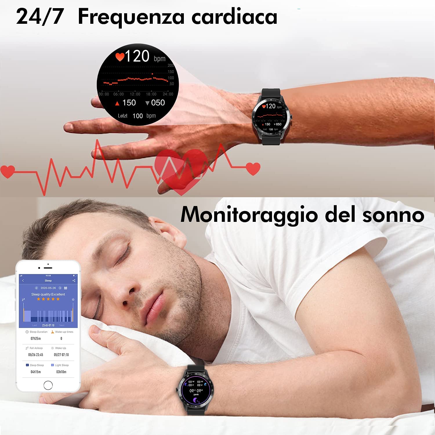 Blackview X1 Smartwatch Uomo Orologio Fitness Impermeabile 5ATM Smart Watch Cardiofrequenzimetro da Polso Contapassi Smartband Activity Tracker Cronometro per Android iOS (2 cinghie) (Nero) 4 Blackview X1 Smartwatch Uomo Orologio Fitness Impermeabile 5ATM Smart Watch Cardiofrequenzimetro da Polso Contapassi Smartband Activity Tracker Cronometro per Android iOS (2 cinghie) (Nero) - immagine 4