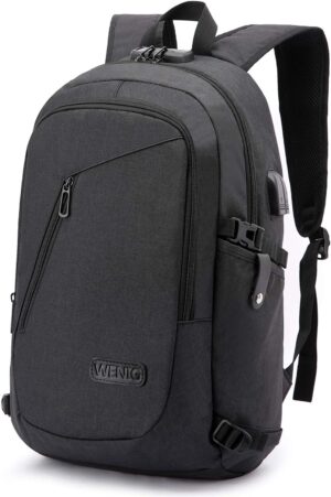 Zaino Antifurto Zaino Per PC Portatile, Zaino per Laptop, Zaino Porta PC Impermeabile, Zaino per Computer Portatile 15.6 Pollici, Zaino Uomo con Caricatore USB, Zaino Lavoro Uomo per Scuola Viaggio, Nero