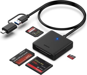 Lettore di schede 4 in 1 SD/Micro SD/MS/CF, BENFEI Compact USB-C/USB 3.0 a SD/Micro SD/MS/CF Card Reader Adapter
