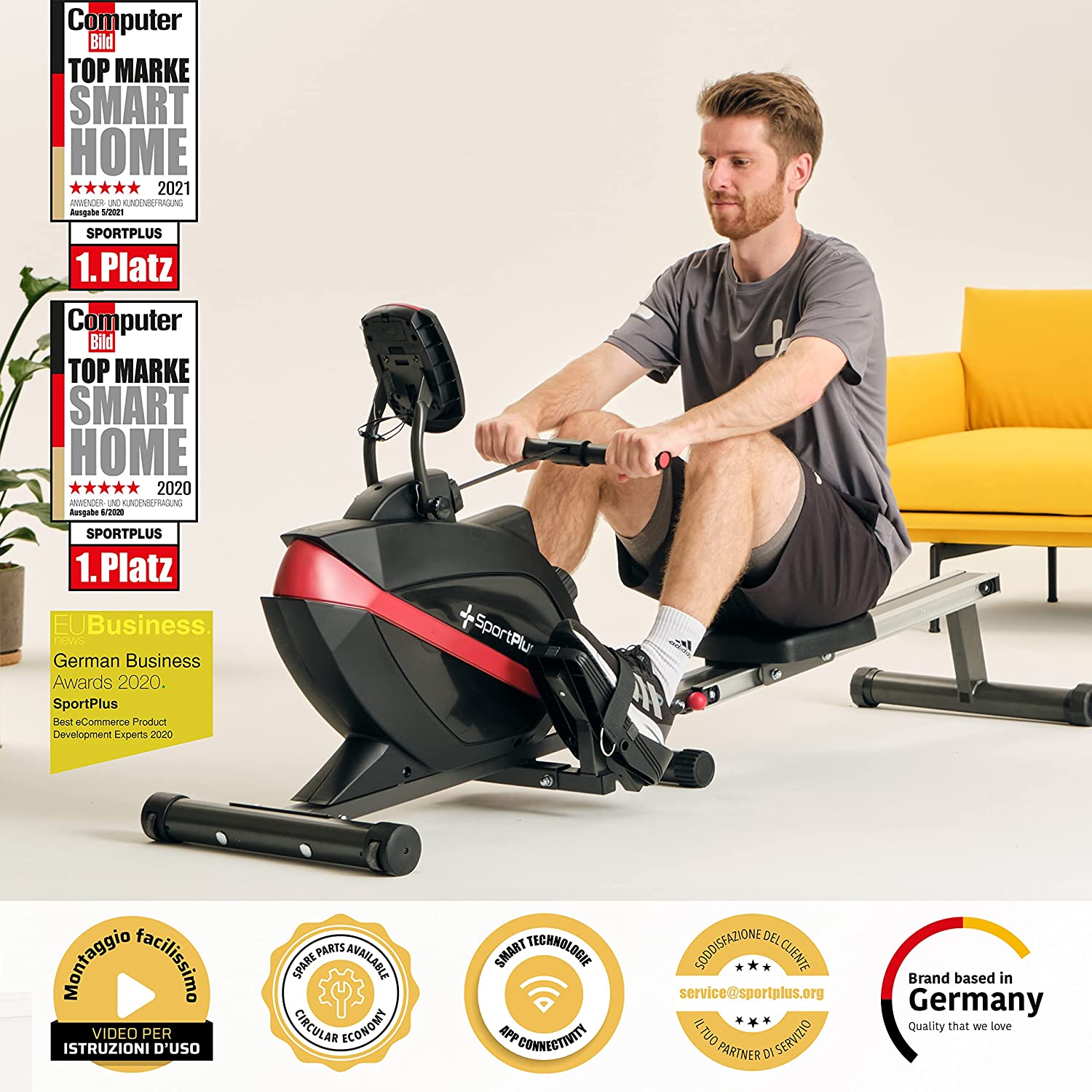 SportPlus Vogatore per uso domestico | Con o senza compatibilità con le app, pieghevole, sistema di frenatura magnetica a bassa rumorosità, 8 livelli di resistenza, massa volanica 8 kg, sedile per vogatore con cuscinetto a sfera 5 SportPlus Vogatore per uso domestico | Con o senza compatibilità con le app, pieghevole, sistema di frenatura magnetica a bassa rumorosità, 8 livelli di resistenza, massa volanica 8 kg, sedile per vogatore con cuscinetto a sfera - immagine 5