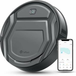 LEFANT Robot Aspirapolvere,Potenziamento del Tappeto,2200Pa,120 Minuti,Piccolo aspirapolvere robot 7,8 cm sottile 28 cm Diam,Wi-Fi/App/Alexa,Ideale per peli di animali domestici M210P Grigio