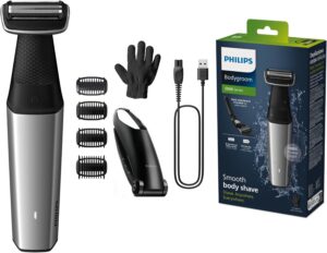Philips Bodygroom Series 5000 Rifinitore per inguine e corpo impermeabile, rasatura precisa e confortevole, cura del corpo completa (compresa la schiena), 60 minuti di autonomia, modello BG5021/16