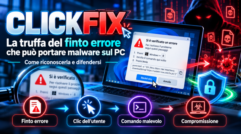 ClickFix e falso CAPTCHA utilizzato per indurre l'utente a eseguire malware