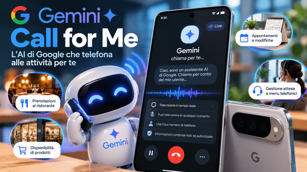 Gemini Call for Me, l'AI di Google che telefona alle attività per conto dell'utente