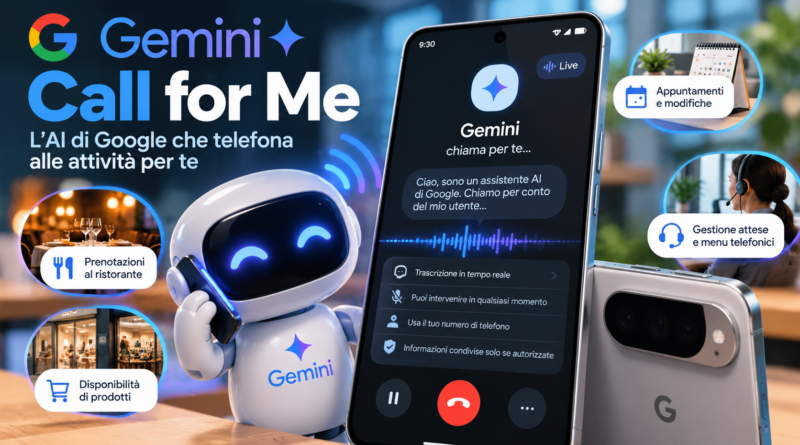 Gemini Call for Me, l'AI di Google che telefona alle attività per conto dell'utente