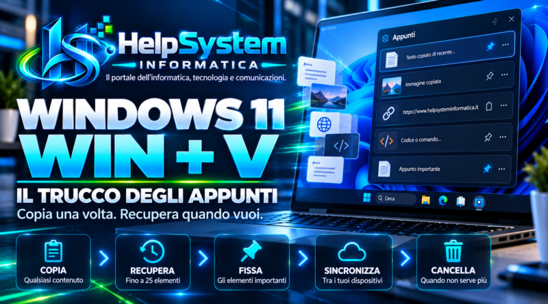 Appunti Windows 11 e cronologia Win + V