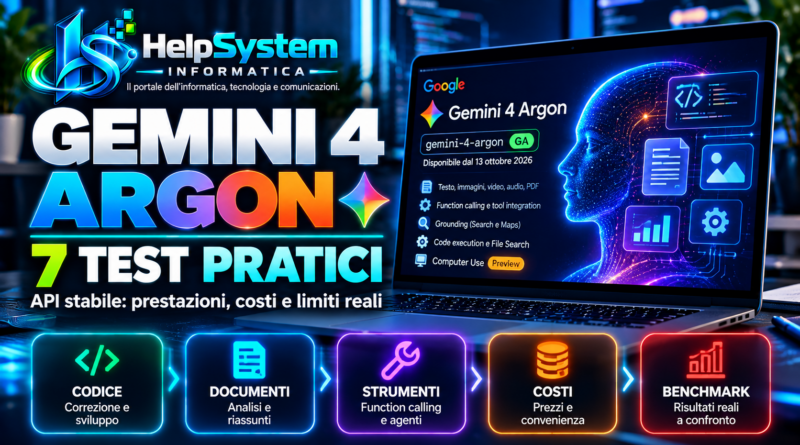 Gemini 4 Argon API: 7 test su prestazioni, costi e strumenti