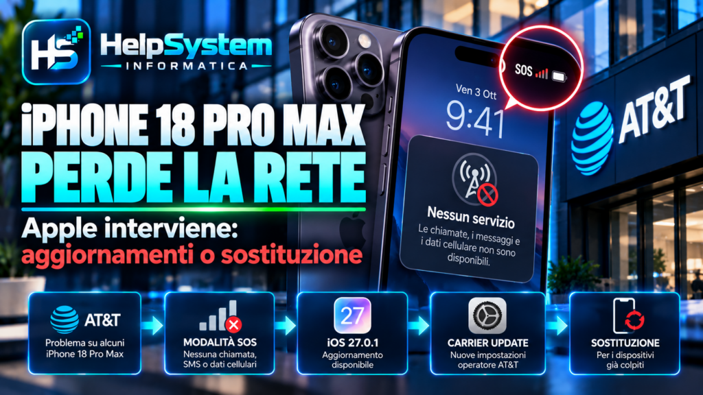 iPhone 18 Pro Max con problema di rete cellulare AT&T