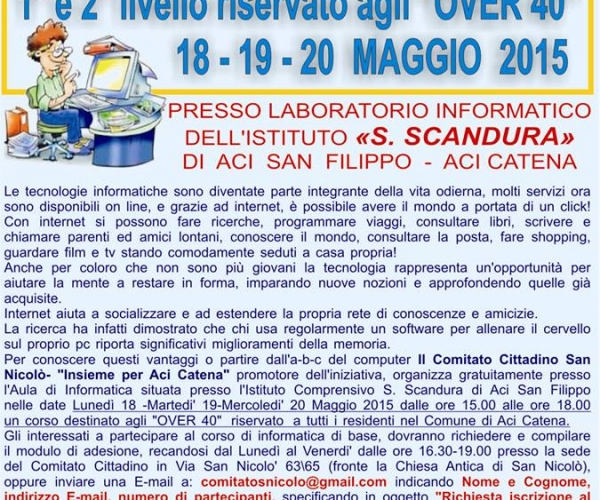 Acicatena: Corso base di Informatica 18-19-20 e 21 Maggio
