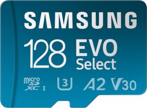 Samsung Memorie Mb-Me128Ka Evo Select Scheda Microsd Da 128 Gb, Uhs-I U3, Fino A 130 Mb/S, Adattatore Sd Incluso, Blu, 1.5 x 1.1 x 0.1 cm; 0.26 grammi