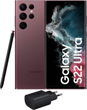 Samsung Galaxy S22 Ultra 5G, Caricatore incluso, Cellulare Smartphone Android senza SIM 128GB Display 6.8’’¹ Dynamic AMOLED 2X, 5 Fotocamere, 108MP, Burgundy 2022