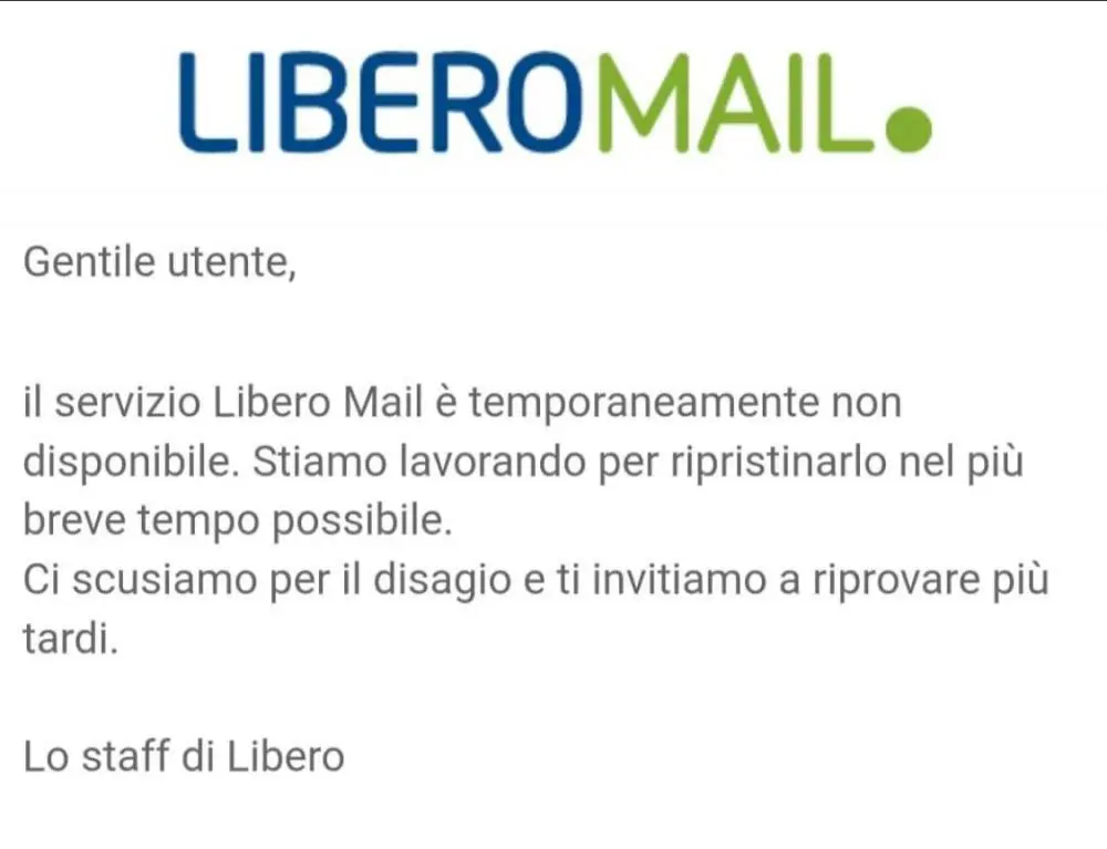 liberodown Helpsystem Informatica Mail down