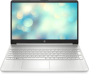 HP - PC 15s-fq0008sl Notebook, Intel Celeron N4120, RAM 4 GB DDR4, SSD 128GB, Intel UHD Graphics, Display 15.6” FHD, Antiriflesso, Wi-Fi, BLE 5, Lettore SD, Webcam HD, Windows 11 Modalità S, Argento