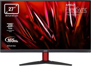 Acer Nitro KG241YAbii Monitor Gaming PC 24", Display VA FHD, 75 Hz, 1 ms, FreeSync, HDMI (1.4), VGA, Lum 250 cd/m2, ZeroFrame, Cavo HDMI Incluso