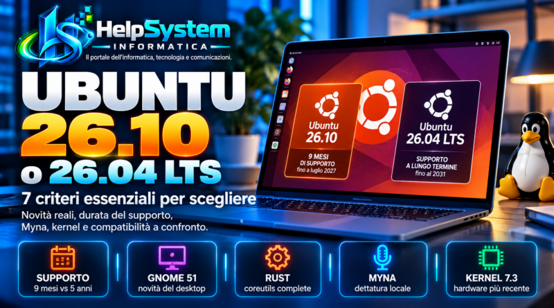 Ubuntu 26.10 o Ubuntu 26.04 LTS confronto aggiornamento